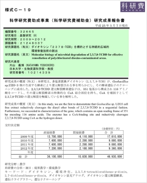 科学研究費助成事業（科学研究費補助金）研究成果報告書